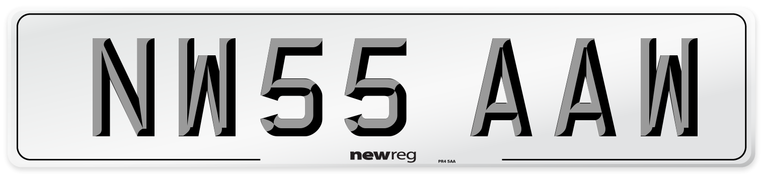 NW55 AAW Number Plate from New Reg